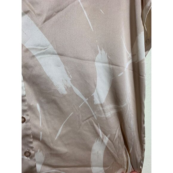 Fifty Street Business Casual Button Up Blouse Top Pastel Neutral Office Medium - Picture 3 of 6